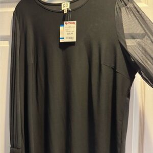 Anne Klein new with tags Black Mesh Sleeve Top